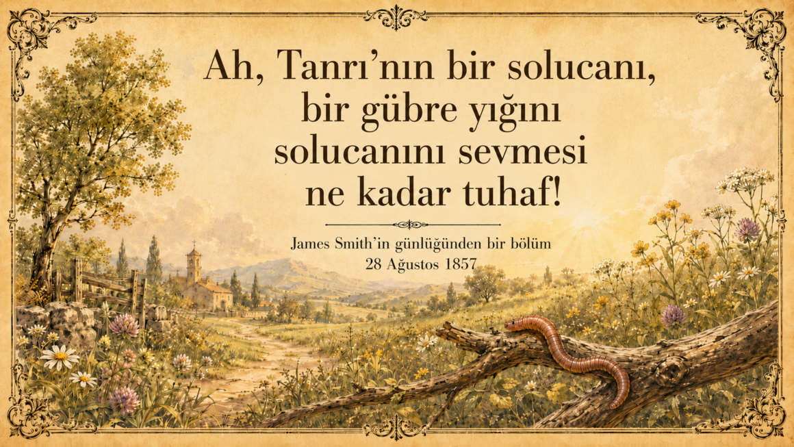 Ah, Tanrı’nın bir solucanı, bir gübre yığını solucanını sevmesi ne kadar tuhaf!